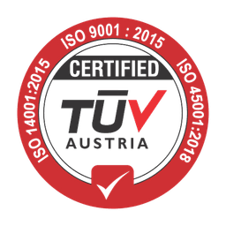 TÜV Austria Certified — ISO 9001:2015, ISO 14001:2015, ISO 45001:2018